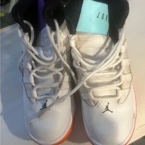 Jordan Kids White Sneakers with Orange Soles